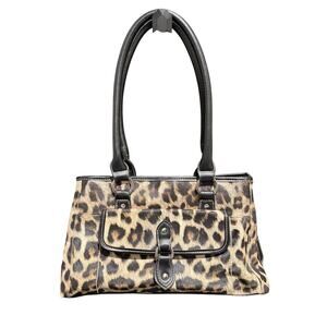Croft & Barrow Leopard Print Handbag Black & Tan - Chic Animal Print Purse